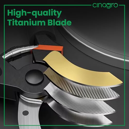 Cinagro Titanium Gardening Pruner, Plant Cutter with 2 cm Branch Cutting Capacity, Safety Lock, Steel Spring Mechanism, Non-Slip Grip, Ergonomic Design, Pruner Shear for Plants, Branches & Grass - Image 5