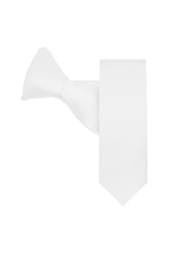 Jacob Alexander Boys' Woven Subtle Mini Squares 14-inch Clip-On Neck Tie, White, Boys 14 inch Clip-On - Image 2