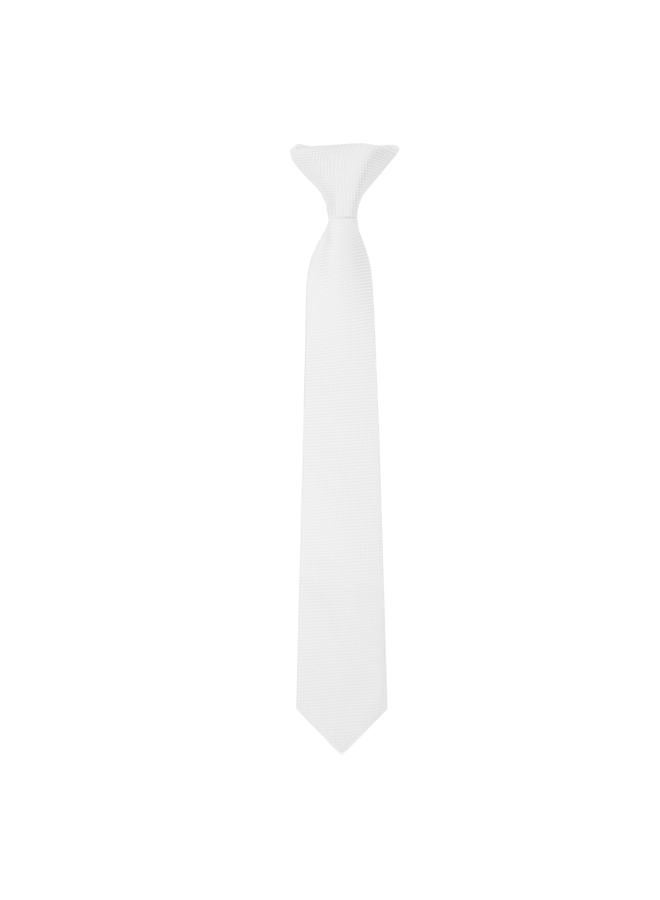 Jacob Alexander Boys' Woven Subtle Mini Squares 14-inch Clip-On Neck Tie, White, Boys 14 inch Clip-On - Image 1
