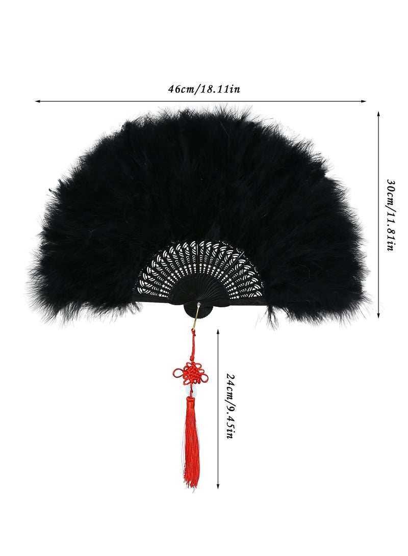 SYOSI Handheld Marabou Feather Fan, 1920s Marabou Feather Fan, 20s Vintage Folding Fan, Foldable Fan for Costume Vintage Wedding Gatsby Party Dancing Show - Image 5