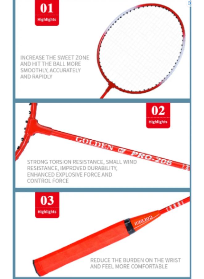 Whizz Badminton Racquet 2 Pcs Set - Model 658 with Full Iron Frame, T-Joint Design & Cover Perfect for Family Entertainment, Red - Image 3