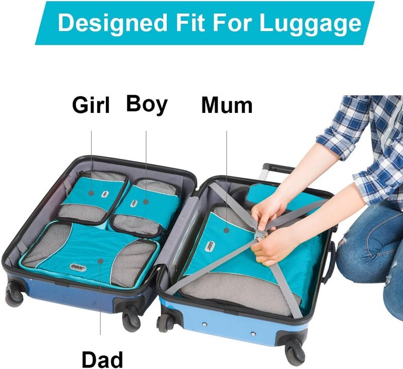 GOX Ultralight 5 Piece Orange Packing Cubes Lightweight Travel Clothing Organizers Bags Pouches Luggage Cubes(Blue) - Image 4