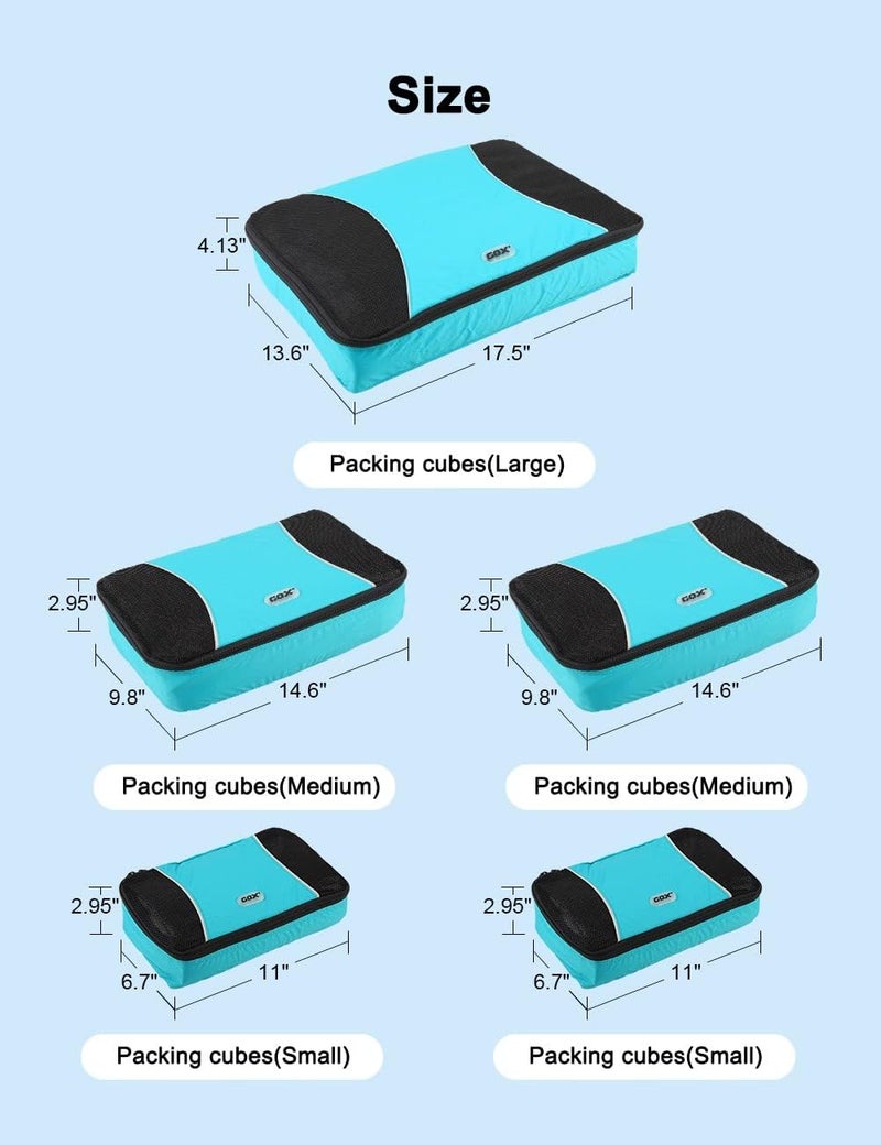 GOX Ultralight 5 Piece Orange Packing Cubes Lightweight Travel Clothing Organizers Bags Pouches Luggage Cubes(Blue) - Image 5