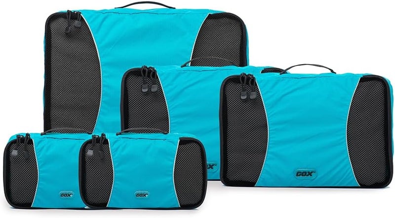 GOX Ultralight 5 Piece Orange Packing Cubes Lightweight Travel Clothing Organizers Bags Pouches Luggage Cubes(Blue) - Image 1