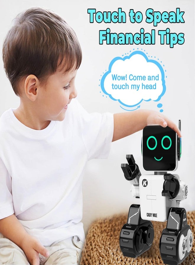 okk Robot Toys for Kids, Programmable Remote Control Robot, Interactive Toys with Coin Bank, LED and Tray, Walking Talking Singing Dancing Gift for Boys Girl（White） - Image 4