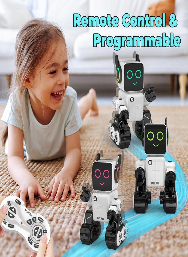 okk Robot Toys for Kids, Programmable Remote Control Robot, Interactive Toys with Coin Bank, LED and Tray, Walking Talking Singing Dancing Gift for Boys Girl（White） - Image 2