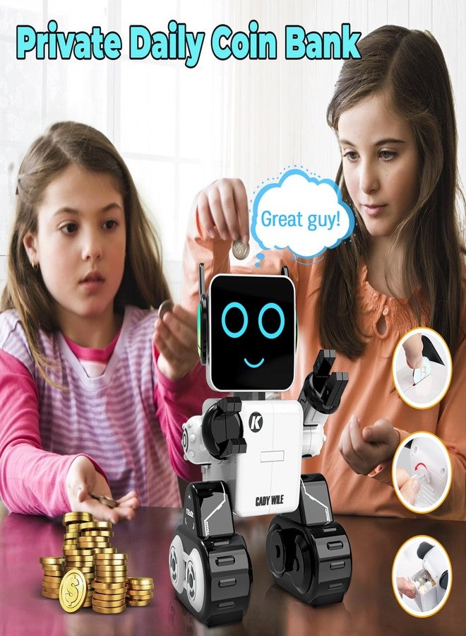 okk Robot Toys for Kids, Programmable Remote Control Robot, Interactive Toys with Coin Bank, LED and Tray, Walking Talking Singing Dancing Gift for Boys Girl（White） - Image 5