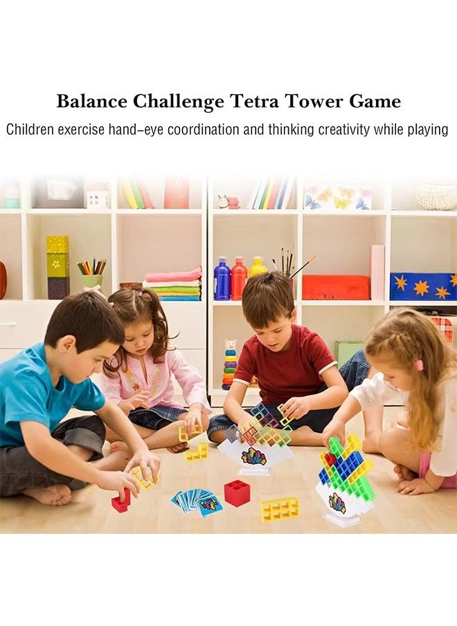 48Pcs Tetra Tower Balance Stacking Blocks Game, Stack Attack Block Puzzle Game, Board Team Tower Game for Kids Adults, Balance Team Building Blocks Toy for Family Parties Travel  - Image 2
