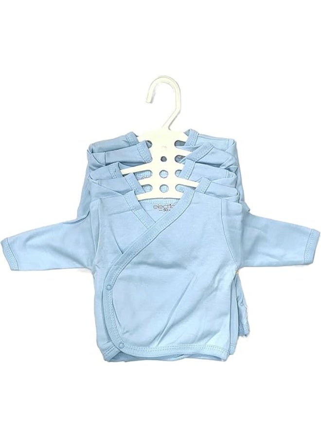 VITION 5 Pack Baby Side Snap Long Sleeve Shirts for 0-3 Months Boys & Girls, Cotton Comfortable Baby Kimono Tops (Made in Turkey) - Image 1