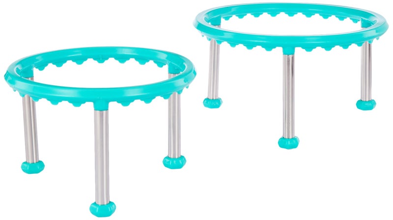 RITU Plastic Pot Stand with Stainless Steel Tiered Shelf Legs | Durable Matka Stand for Kitchen | Single Countertop Ring Matka Stand Set of 2 | Space -Saving & Sturdy Design for Home Use - Image 1
