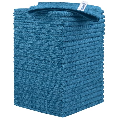 HOMEXCEL Navy Blue Microfiber Cleaning Cloth 24 Pack Cleaning Towels for Kitchen Lint Free ScratchFree Highly Absorbent and Reusable Cleaning Rags for House Window Cars 115 X115 inch - Image 1
