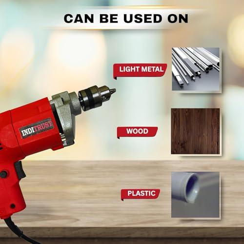 Inditrust New 10MM Drill Machine with 10+10 Screw Gitti 13pc hss 5pc Masonry 3pc Ph2 bit 65mm Power & Hand Tool Kit 100% Copper Winding - Image 4