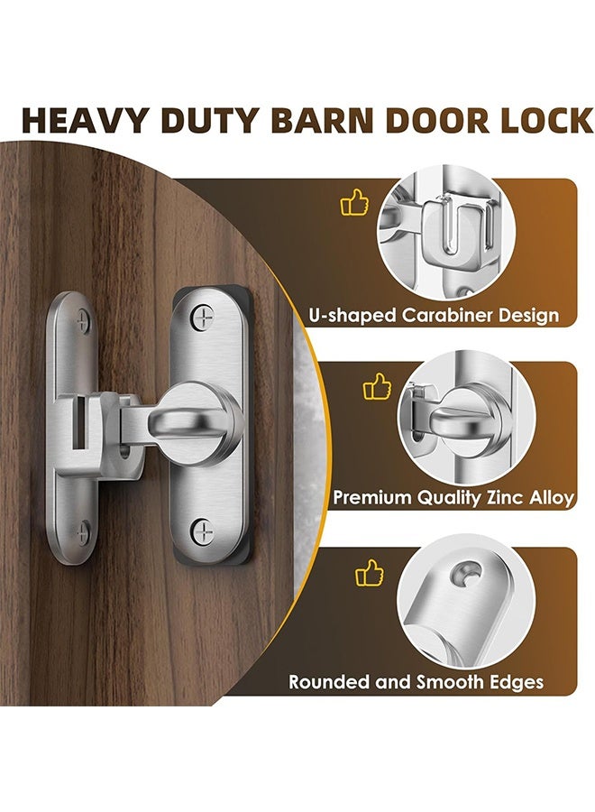 Silvery Barn Door Latches, 90/180 Degree Gate Lock, Flip Gate Latches Hardware, Zinc Alloy Right Angle Door Lock Latch, Door Security Sliding Door Latch Lock for Cabinets,Bathroom - Image 3