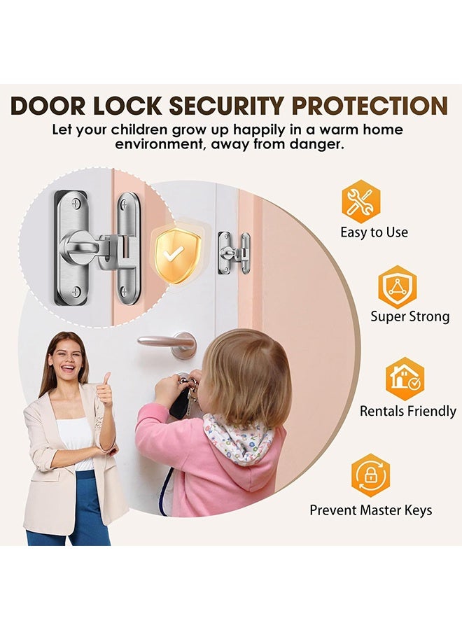 Silvery Barn Door Latches, 90/180 Degree Gate Lock, Flip Gate Latches Hardware, Zinc Alloy Right Angle Door Lock Latch, Door Security Sliding Door Latch Lock for Cabinets,Bathroom - Image 5