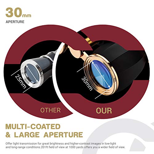 ESSLNB Opera Glasses Binoculars for Women Adults 4X30mm Theater Glasses Compact for Theater and Concerts Antique Binoculars with Case Removable Chain (Black) - Image 2