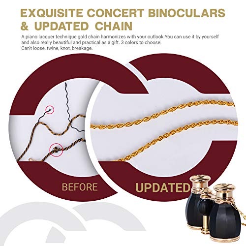 ESSLNB Opera Glasses Binoculars for Women Adults 4X30mm Theater Glasses Compact for Theater and Concerts Antique Binoculars with Case Removable Chain (Black) - Image 3