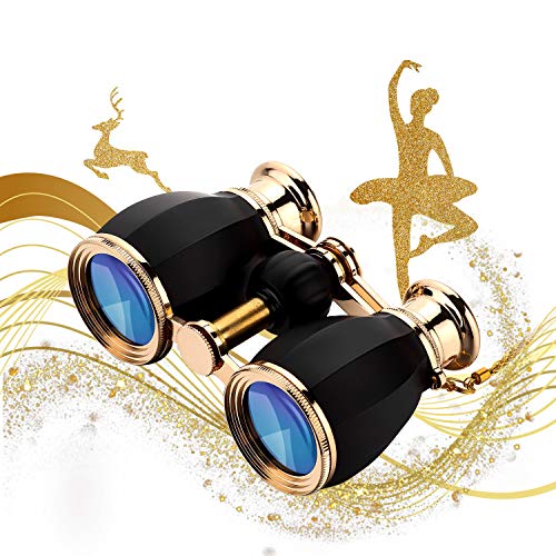 ESSLNB Opera Glasses Binoculars for Women Adults 4X30mm Theater Glasses Compact for Theater and Concerts Antique Binoculars with Case Removable Chain (Black) - Image 1