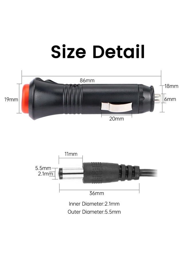 GreenYi Cigarette Lighter for Car Backup Camera, Monitor, DVR, DVD, Bluetooth Speaker, GPS, Laptop, 12V DC Cig. Lighter Charger Cord with Test Cable, DC Plug Adapter and DC Power Extension Cable - Image 2