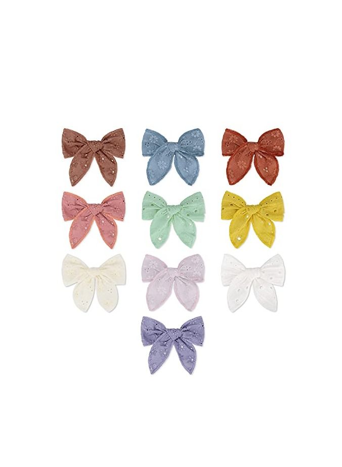 KASTWAVE 10 Pcs Hair Bow Clips, 10 Pieces Baby Girl Solid Bow Hair Clips Handmade Hair Bow Alligator Clips Hair Accessory for Babies - Image 1