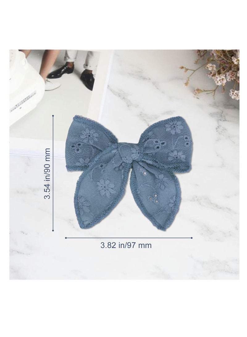 KASTWAVE 10 Pcs Hair Bow Clips, 10 Pieces Baby Girl Solid Bow Hair Clips Handmade Hair Bow Alligator Clips Hair Accessory for Babies - Image 5