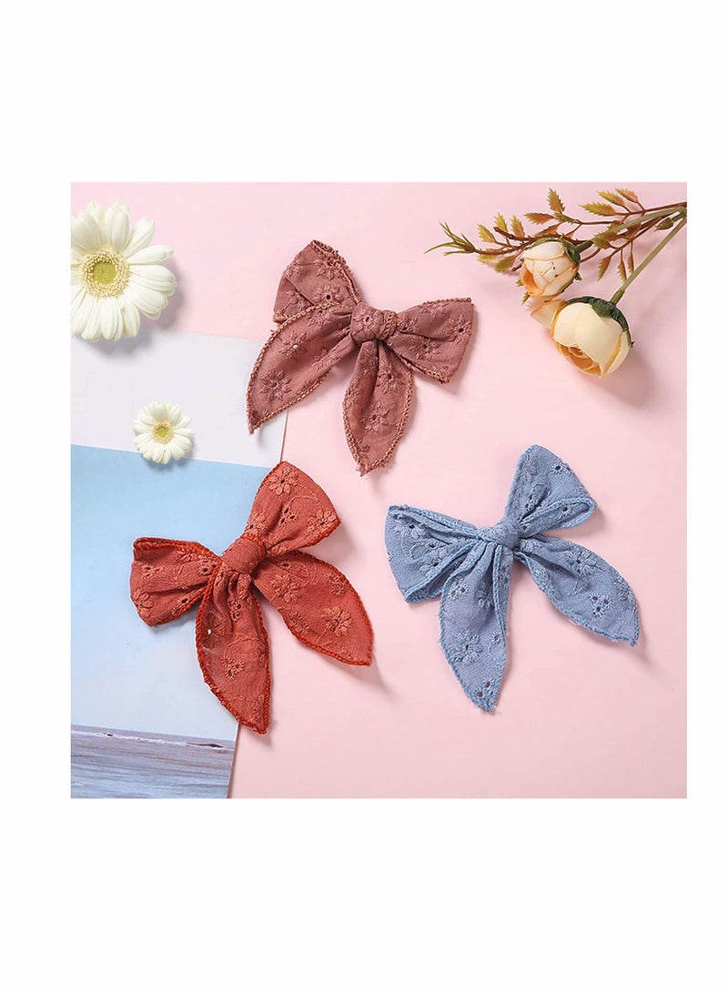 KASTWAVE 10 Pcs Hair Bow Clips, 10 Pieces Baby Girl Solid Bow Hair Clips Handmade Hair Bow Alligator Clips Hair Accessory for Babies - Image 3