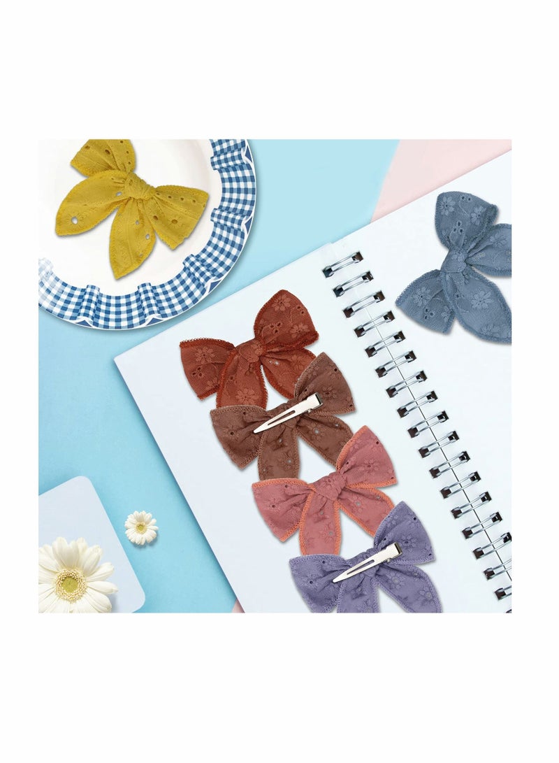KASTWAVE 10 Pcs Hair Bow Clips, 10 Pieces Baby Girl Solid Bow Hair Clips Handmade Hair Bow Alligator Clips Hair Accessory for Babies - Image 4