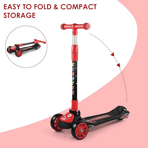 BabyGo Foldable Kick Scooter for Kids 3+ Years | Adjustable Height & Strong Frame | Durable PVC Wheels | Kick Skating Toy Cycle for Boys & Girls | Outdoor Fun Ride, 50Kg Capacity (Red) - Image 5