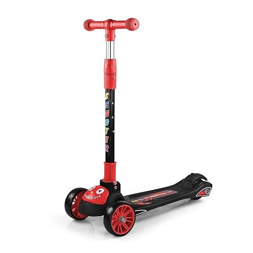 BabyGo Foldable Kick Scooter for Kids 3+ Years | Adjustable Height & Strong Frame | Durable PVC Wheels | Kick Skating Toy Cycle for Boys & Girls | Outdoor Fun Ride, 50Kg Capacity (Red) - Image 1