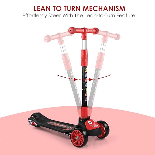 BabyGo Foldable Kick Scooter for Kids 3+ Years | Adjustable Height & Strong Frame | Durable PVC Wheels | Kick Skating Toy Cycle for Boys & Girls | Outdoor Fun Ride, 50Kg Capacity (Red) - Image 3