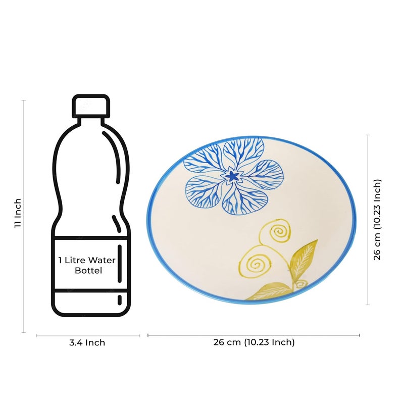 Caffeine Ceramic Handmade Stoneware White Flora Dinner Plates10 inch Set of 2 Ceramic Plates for Dinner Microwave Dishwasher Safe - Image 4