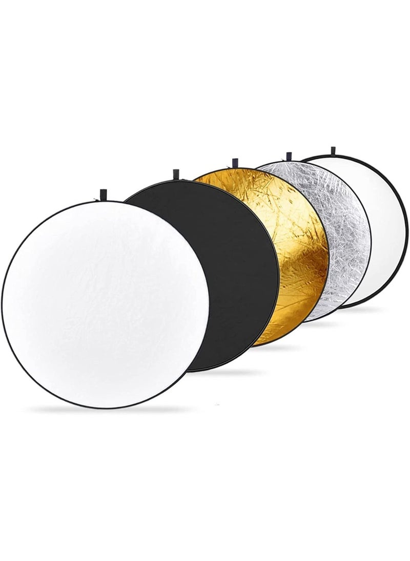 YelaJoy 80 Centimeter Light Reflector Light Diffuser 5 in 1 Collapsible Multi Disc with Bag - Translucent, Silver, Gold, White, and Black for Studio Photography Lighting and Outdoor Lighting  - Image 1