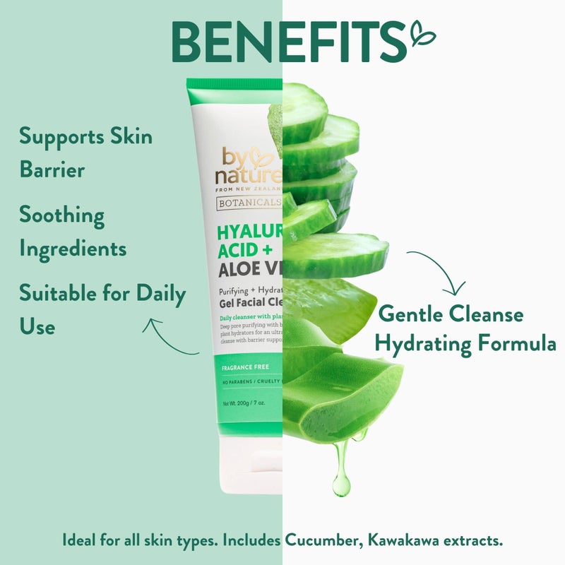 By Nature Hyaluronic Acid + Aloe Vera Facial Cleanser to Hydrate & Brighten Your Skin - Skincare from New Zealand - Premium Face Cleanser - 7oz - Image 2