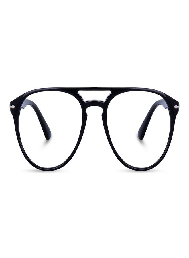 Dark Wost Blue light protection eyeglass For Men & Women | Shine Black | Medium Size Aviator Specs frame Anti Blue Ray Anti Glare Reduce Eyestrain Eyeglasses (BLK-3160) - Image 3