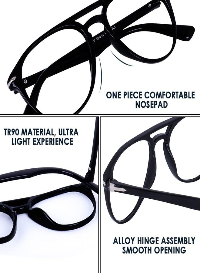 Dark Wost Blue light protection eyeglass For Men & Women | Shine Black | Medium Size Aviator Specs frame Anti Blue Ray Anti Glare Reduce Eyestrain Eyeglasses (BLK-3160) - Image 5