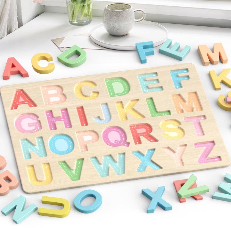 Zeoddler Alphabet Puzzles, ABC Shape Puzzles for Kids, Educational Toys for Toddlers, Preschool Learning Activities, Gift for Girls Boys - Image 3