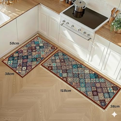 Proxin Kitchen Mat for Floor Anti Slip, 2 Pcs Non Slip Kitchen Mats for Floor, Washable Kitchen Floor Rugs with Rubber Backing, Comfortable Standing Mat for Kitchen, Sink, Balcony & Office - Image 2