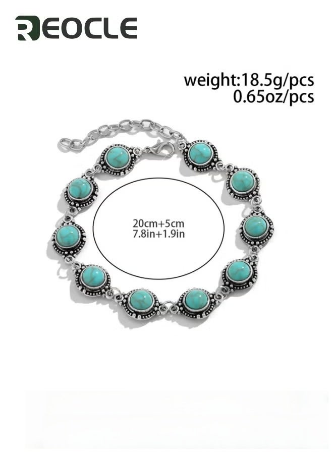 REOCLE Anklet for Women Turquoise Bead Chain Boho Beach Summer Simple Foot Jewelry Ankle Bracelet for Lady  - Image 3
