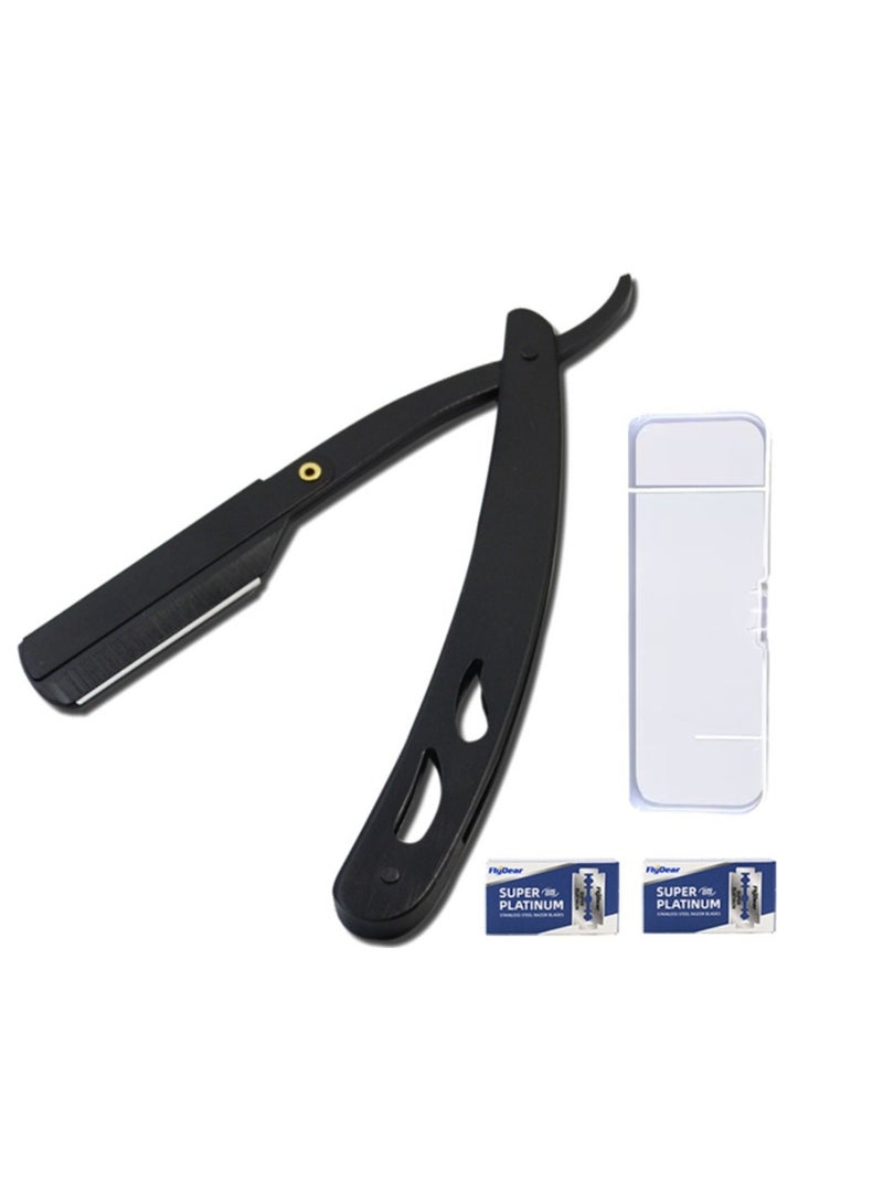 الواحة-TH ماكينة حلاقة مستقيمة للرجال - ماكينة حلاقة ديربي ذات شفرة واحدة ممتازة 20 شفرة من الفولاذ المقاوم للصدأ قابلة للاستبدال - مجموعة شفرات حلاقة ذات حافة مستقيمة تتضمن منظمًا واحدًا - Image 1