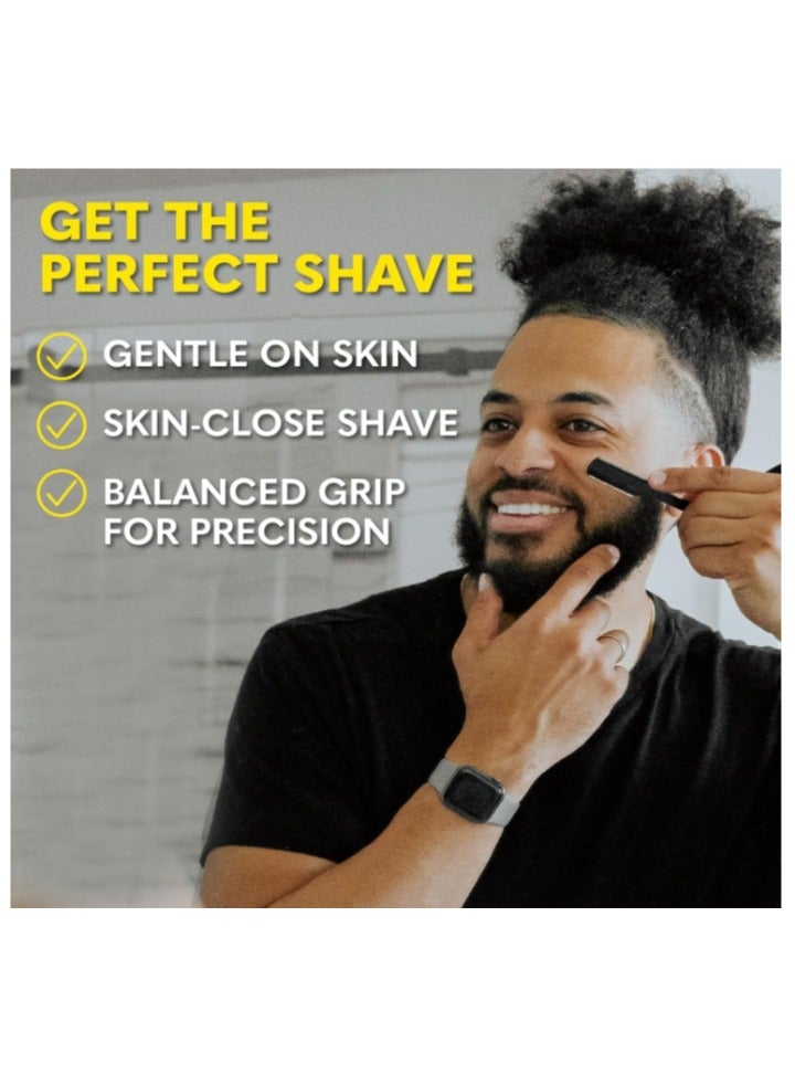 الواحة-TH ماكينة حلاقة مستقيمة للرجال - ماكينة حلاقة ديربي ذات شفرة واحدة ممتازة 20 شفرة من الفولاذ المقاوم للصدأ قابلة للاستبدال - مجموعة شفرات حلاقة ذات حافة مستقيمة تتضمن منظمًا واحدًا - Image 2