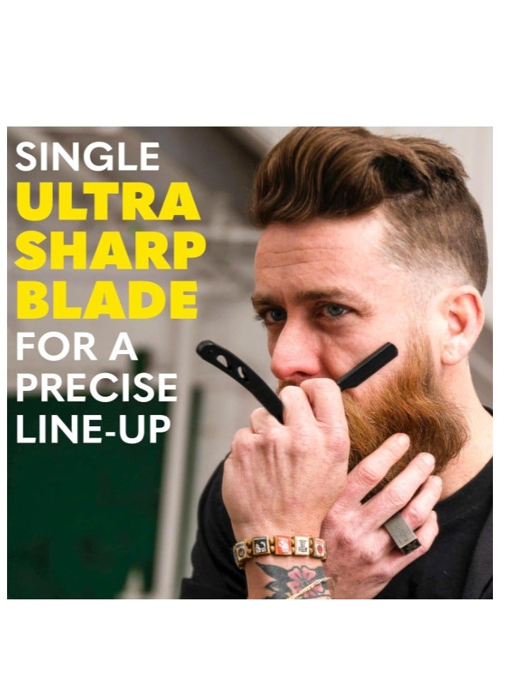 الواحة-TH ماكينة حلاقة مستقيمة للرجال - ماكينة حلاقة ديربي ذات شفرة واحدة ممتازة 20 شفرة من الفولاذ المقاوم للصدأ قابلة للاستبدال - مجموعة شفرات حلاقة ذات حافة مستقيمة تتضمن منظمًا واحدًا - Image 3