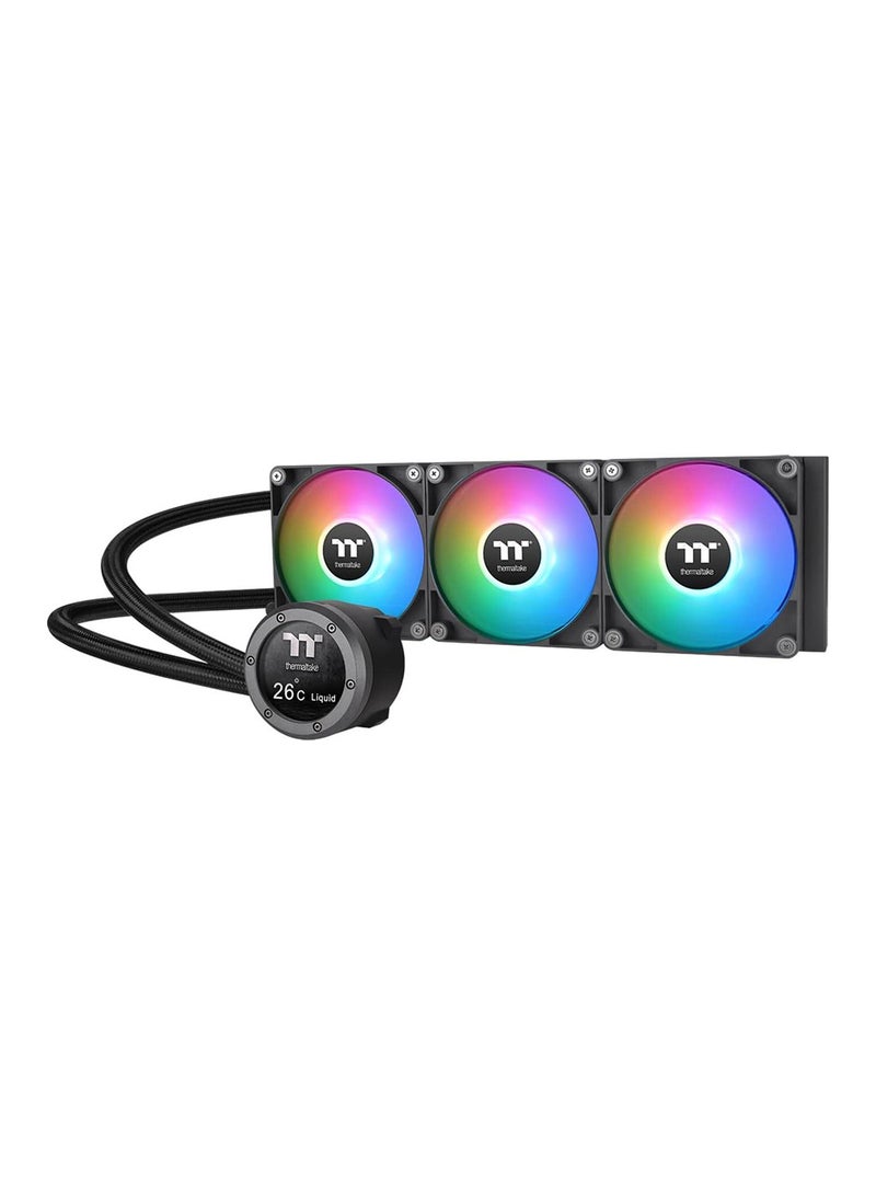 ثيرمال تيك TH360 V2 التبريد السائل المتكامل Ultra ARGB Sync / مروحة ARGB 120 * 3 مروحة PWM وسرعات تصل إلى 1500 دورة في الدقيقة / كتلة الماء 2.1" LCD - Image 1