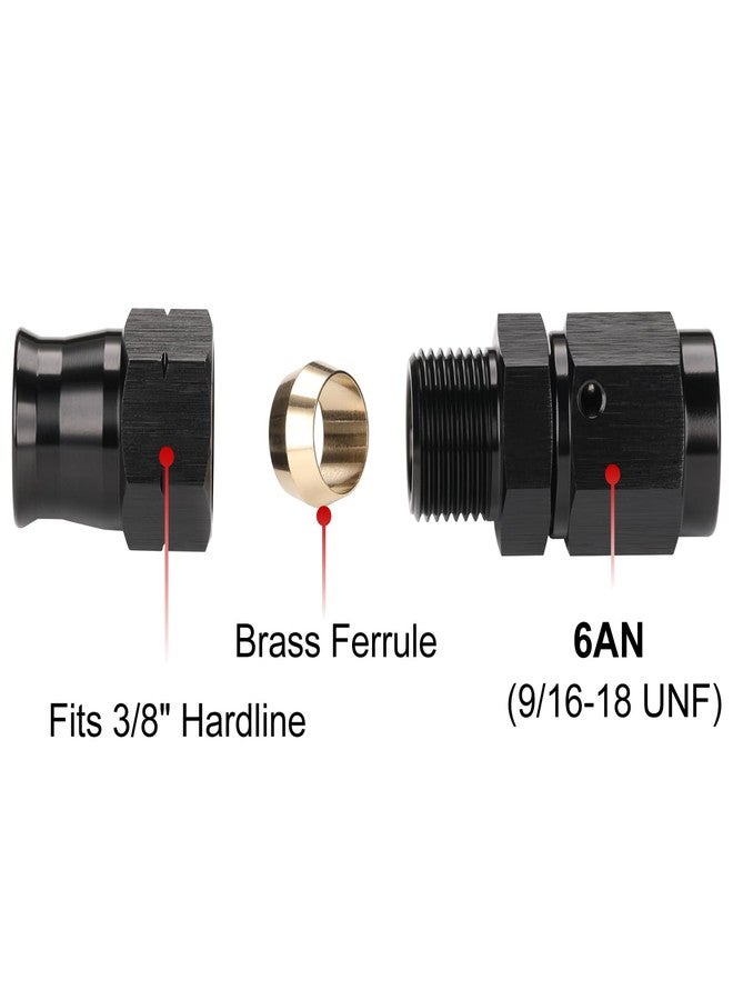 Podavelle 6AN Female Flare to 3/8" Hardline Compression Fitting Adapter Straight Aluminum Black - Image 2