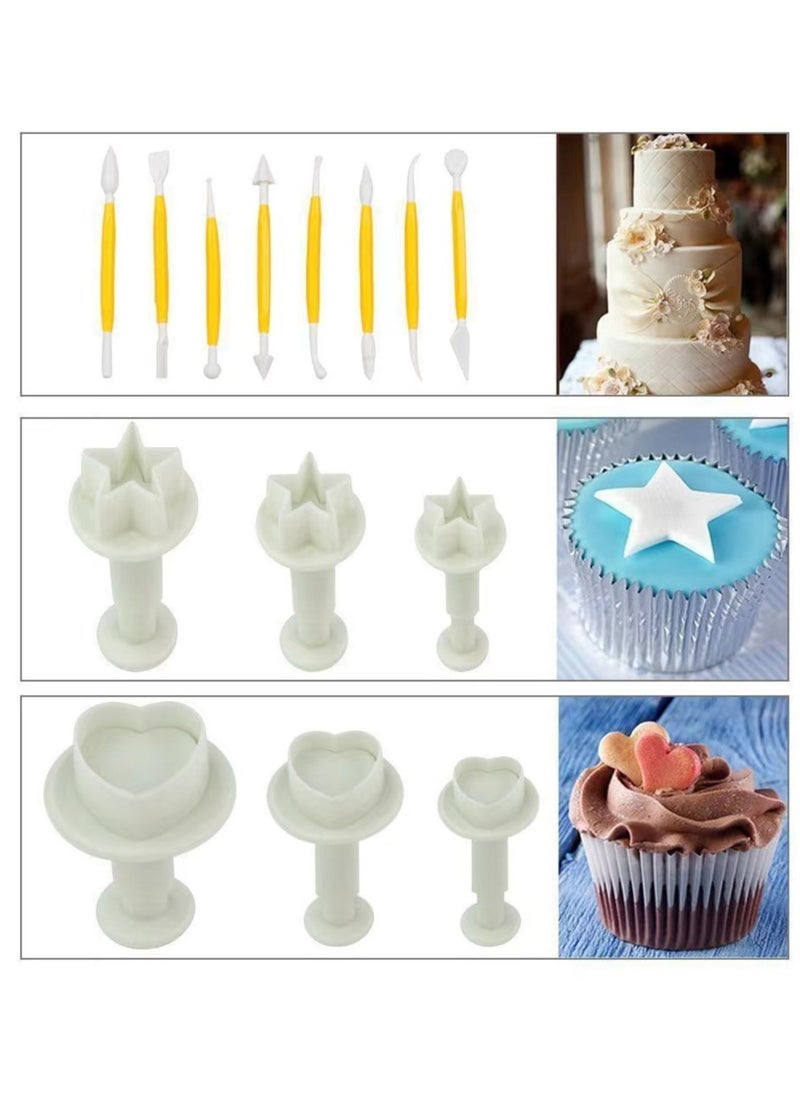 Goolsky - Fondant Tool Set, 68Pcs Cake Decorating Supply Kit with Rolling Pin for Fondant, Gumpaste, Sugar Paste, Fondant Roller, Smoother, Plunger Cutters Shapes - Image 1