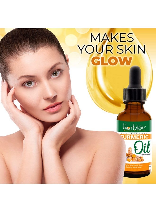 Herblov زيت الكركم للوجه والجسم، مصل طبيعي بالكامل لتفتيح البشرة من الكركم للبقع الداكنة، ينظف البشرة، يحارب حب الشباب، يوحد لون الندبات، زيت الكركم النقي المصنوع يدويًا للعناية بالبشرة مصنوع في الولايات المتحدة الأمريكية - Image 5