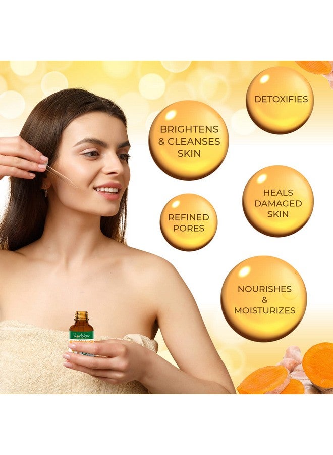 Herblov زيت الكركم للوجه والجسم، مصل طبيعي بالكامل لتفتيح البشرة من الكركم للبقع الداكنة، ينظف البشرة، يحارب حب الشباب، يوحد لون الندبات، زيت الكركم النقي المصنوع يدويًا للعناية بالبشرة مصنوع في الولايات المتحدة الأمريكية - Image 3