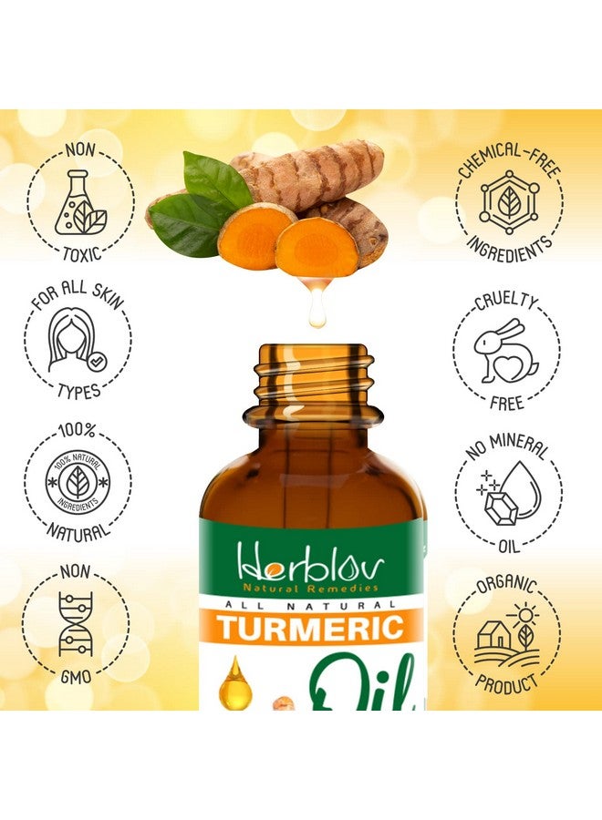 Herblov زيت الكركم للوجه والجسم، مصل طبيعي بالكامل لتفتيح البشرة من الكركم للبقع الداكنة، ينظف البشرة، يحارب حب الشباب، يوحد لون الندبات، زيت الكركم النقي المصنوع يدويًا للعناية بالبشرة مصنوع في الولايات المتحدة الأمريكية - Image 4