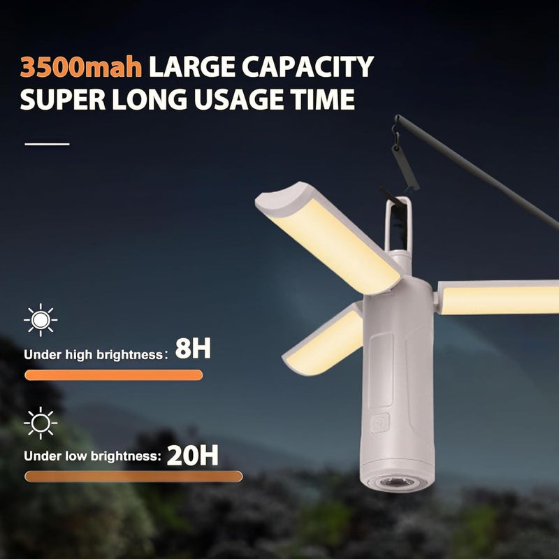 Hulami Camping Lantern - Rechargeable Magnetic Camping Light, 3500mAh Portable Tent Flashlights Perfect for Camping, Camping Lamp for Emergency, Hiking, IP44 Waterproof - Image 4