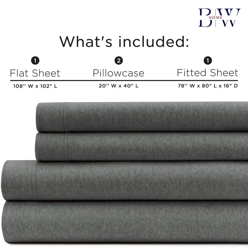 Briarwood Home Briarwood Home Heather Jersey Sheet Set 4pc Heather Bedding Set 100% Cotton Bed Sheet Set Breathable Deep Pocket Easy Fit Comfortable Cozy T-Shirt Soft Premium Bedding Set (Heather Charcoal  King)  - Image 2