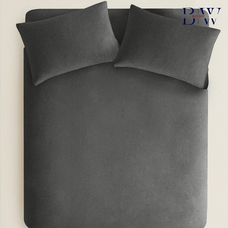 Briarwood Home Briarwood Home Heather Jersey Sheet Set 4pc Heather Bedding Set 100% Cotton Bed Sheet Set Breathable Deep Pocket Easy Fit Comfortable Cozy T-Shirt Soft Premium Bedding Set (Heather Charcoal  King)  - Image 4