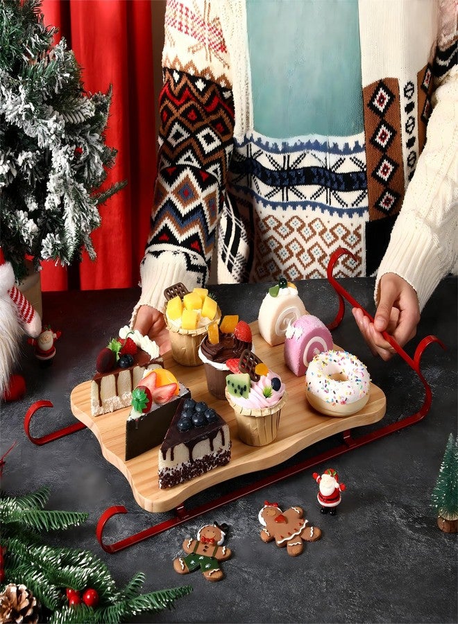 FillTouch Red Santa's Sleigh Charcuterie Serving Board Set Wood Christmas Serving Platter Wooden Tray Christmas Wood Dish Plate for Holiday Winter Table Shelf Decoration - Image 2